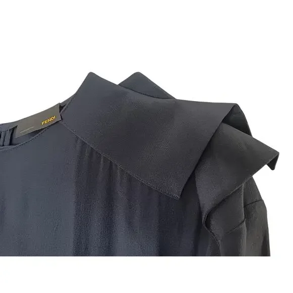 Fendi Navy Blue Long Sleeve Dress Size 38 ITMade in Italy Designer Sheath
